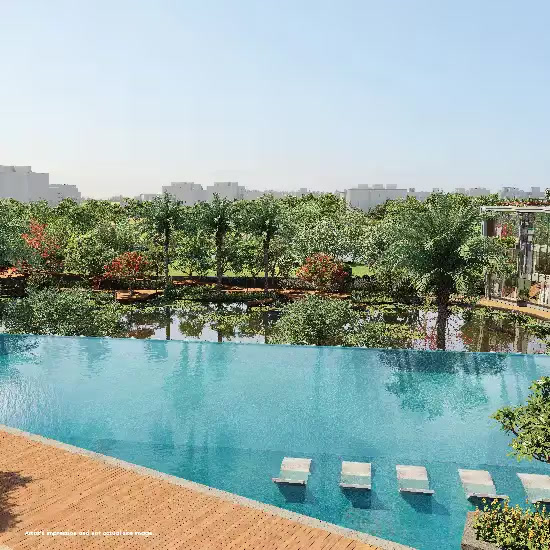 Infinity pool overlooking the water body