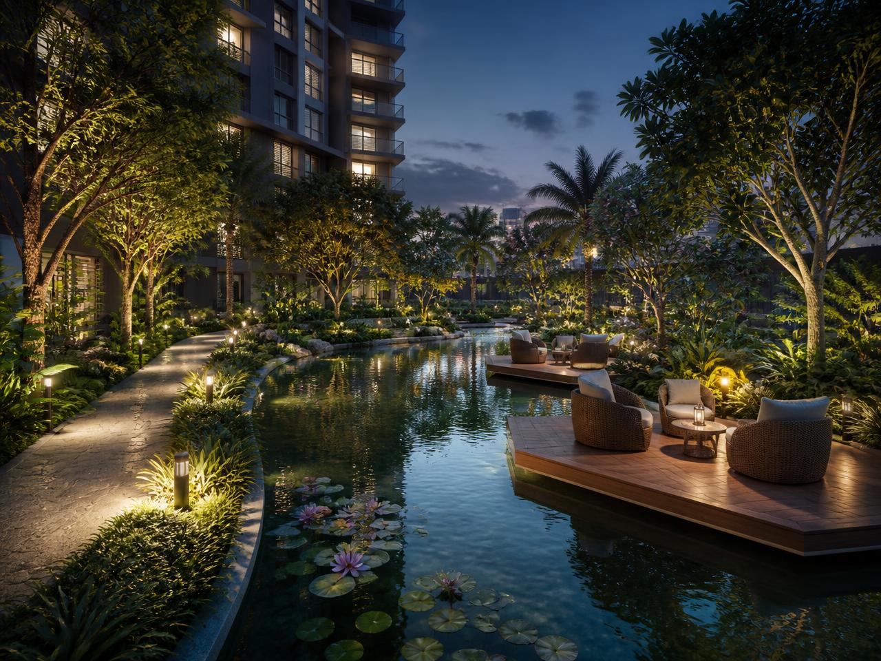 Landscaped podium garden
